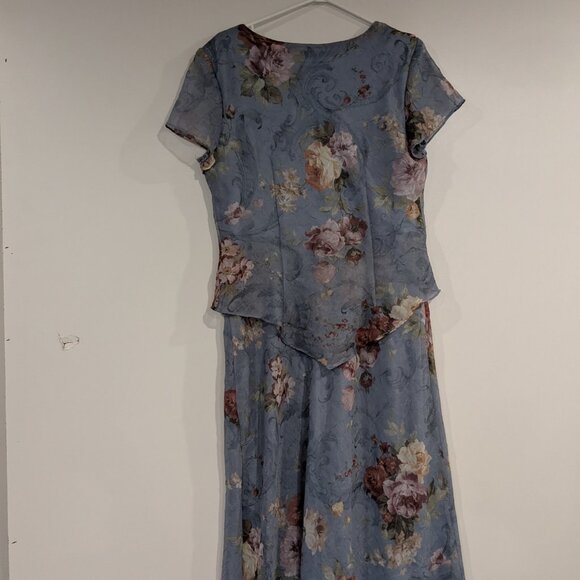 Positive Attitude Layered Floral Short Sleeve Dress Light Blue Size 12 - Picture 4 of 4